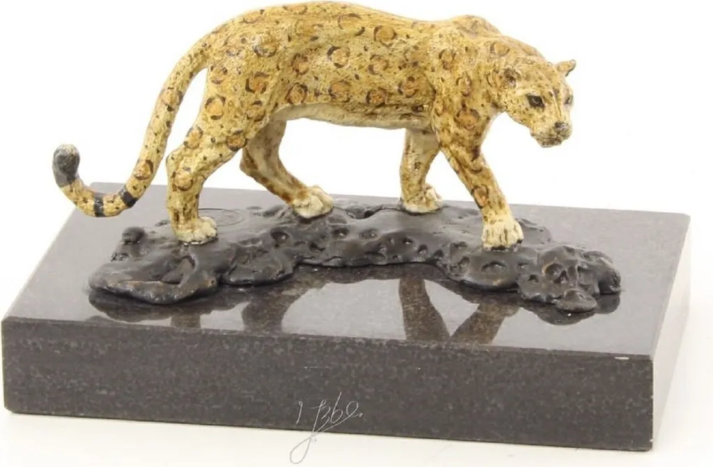 Statue de jaguar en bronze pour décoration de bureau et salon chic