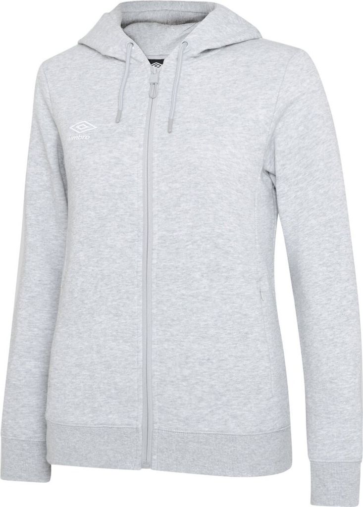 Umbro - "Club Leisure" Hoodie mit durchgehendem Reißverschluss für Damen UO1039 (S) (Grau meliert/Weiß)