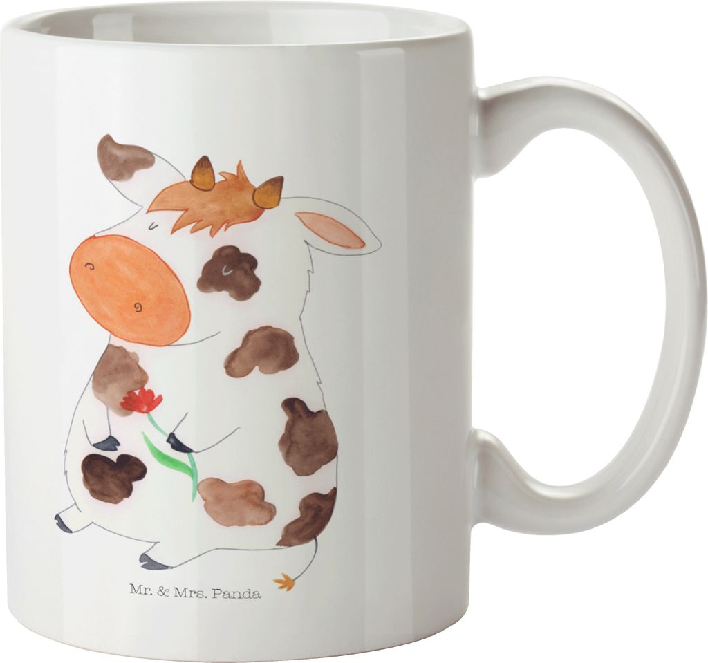 Mr. & Mrs. Panda Henkelbecher Kuh - Weiß - Geschenk, Haferl, Plastikbecher, Spruch, Bauernhof, Kühe, Kinderbecher, Milch, Mehrwegbecher, Schulkin...