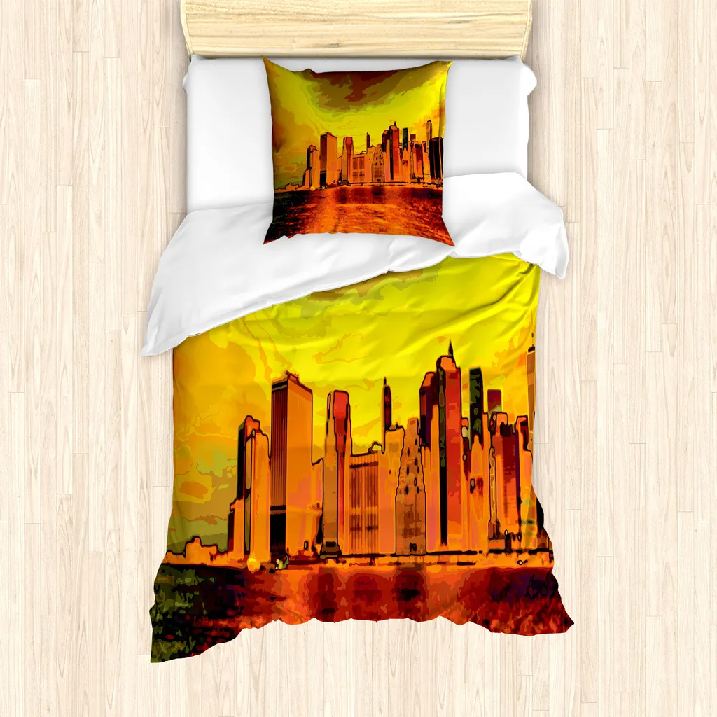 Set Copripiumino NYC Skyline ABAKUHAUS 135x200cm Antiacaro Singolo