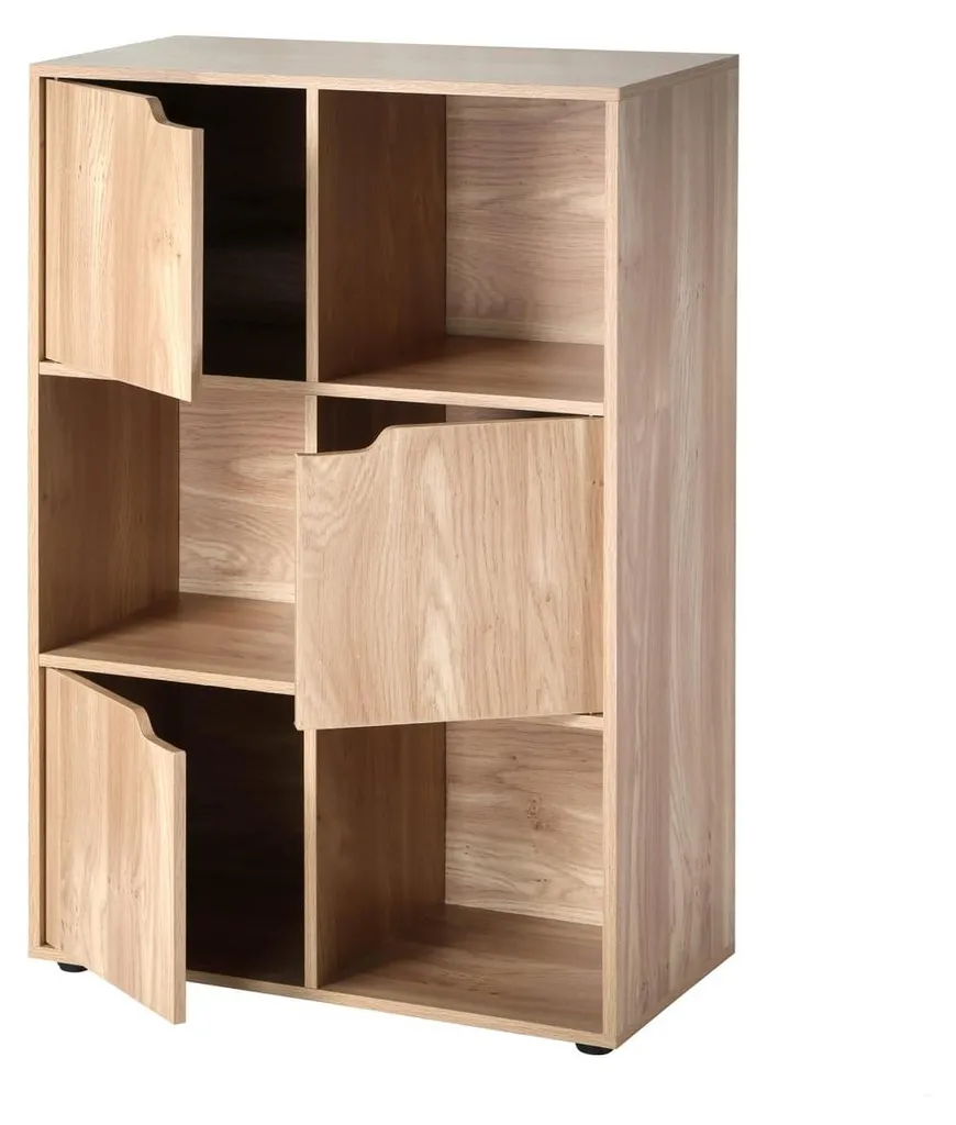 Étagère de rangement 6 cases avec portes en bois modulable - 5