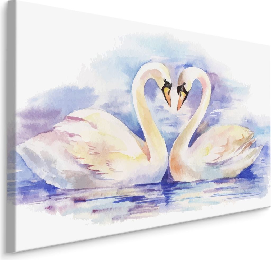 Fabelhafte Canvas LEINWAND BILDER 40x30 cm XXL Kunstdruck Vögel Schwäne See Gemalt