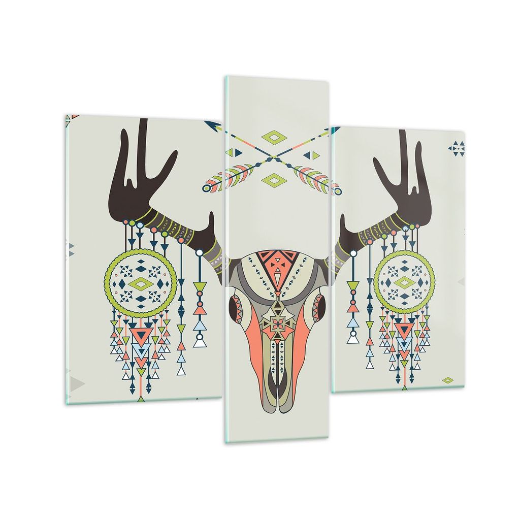 Bilder auf glas - Hirsch Mandala Spiritualität wild - 95x80cm - Glasbilder - Wandbilder - Kunstdruck - zum Aufhängen bereit - Wanddekoration aus ...