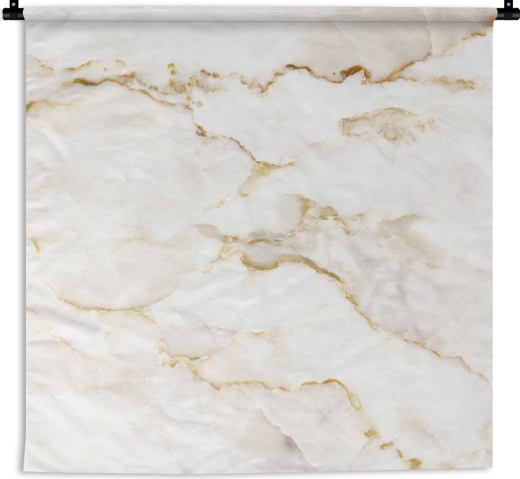 MuchoWow Wandteppich Wandbehang Marmor - Limette - Gold - Luxus - Marmoroptik - Weiß 150x150 cm Tapisserie Dekoration Wandtuch - Wohnaccessoires...