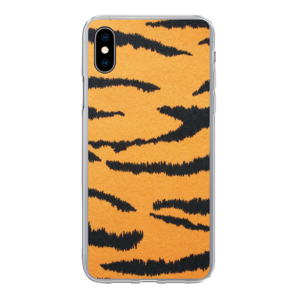 MuchoWow Handyhülle Schutzhülle Hülle für iPhone Xs Tigerdruck - Braun - Orange Silikon Softcase Handy Hülle - Handytasche