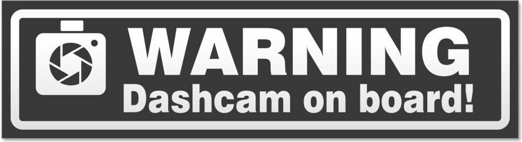 Kiwistar - Autoaufkleber - Dunkelgrau - 20 x 5,3 cm - Dashcam on Board Warning invertiert - Hinweis Aufkleber Sticker für Auto, Kfz, Fahrrad, PKW,...