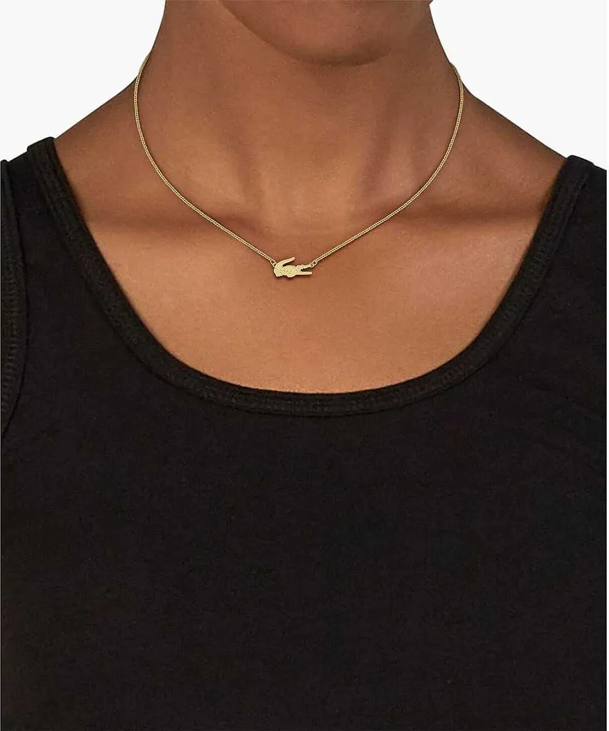 Collier Lacoste Collection Crocodile en Or avec Pendentif Ajustable