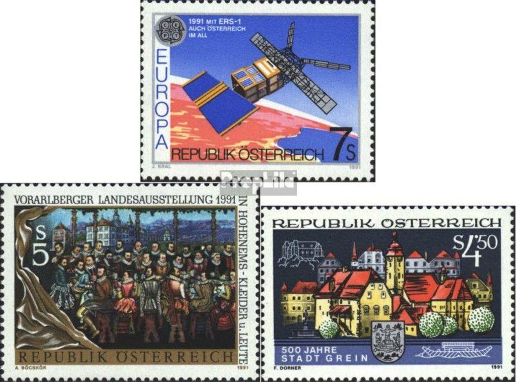 Briefmarken Österreich 1991 Mi 2026,2027,2030 Produktbild 