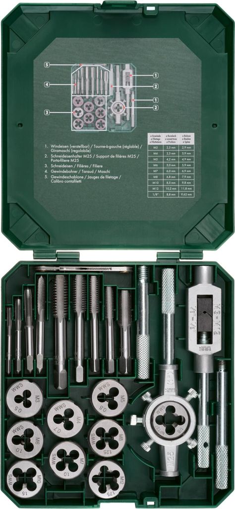 PARKSIDE® Gewindebohrer-Schneideisen-Set, 21-teilig Produktbild 