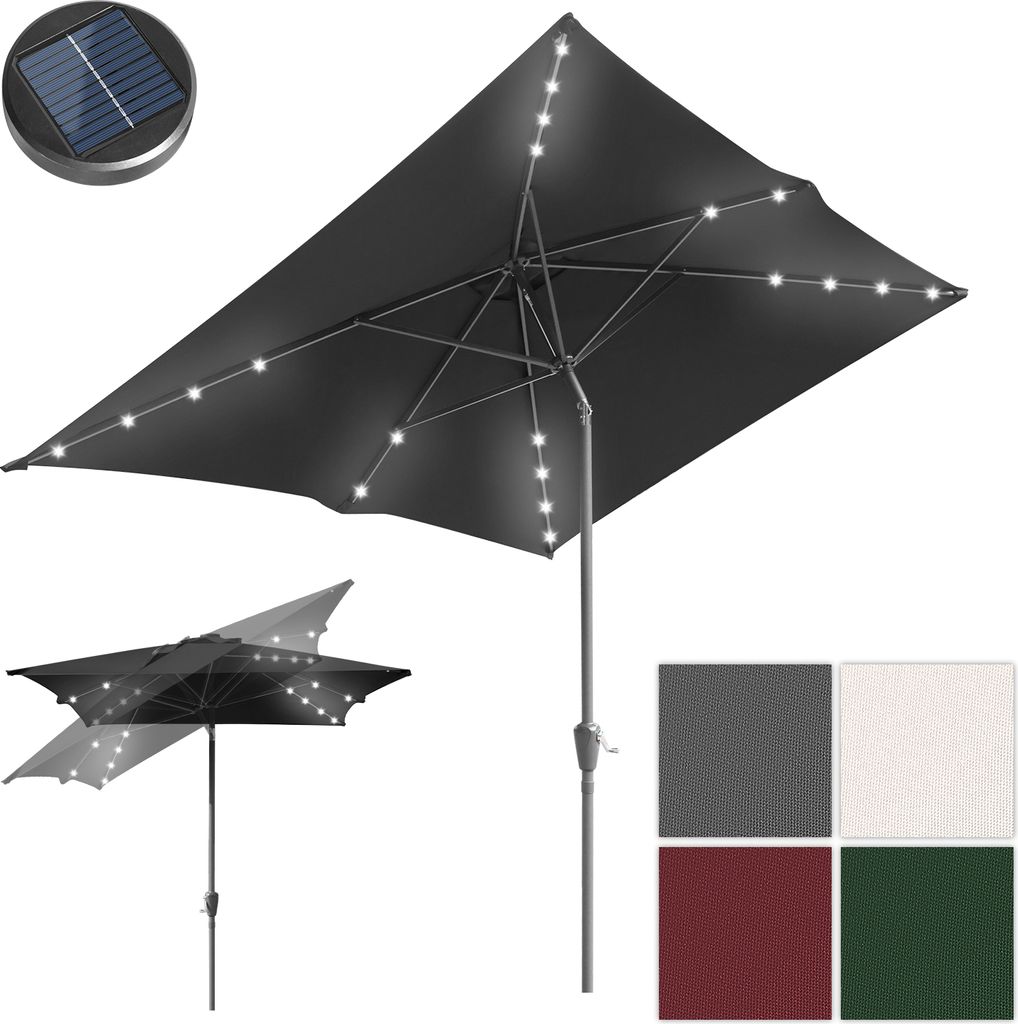 Hengda Sonnenschirme Balkonschirm 210 x 140 cm Rechteckig Kippbar Höhenverstellbar mit Kurbel,Grau