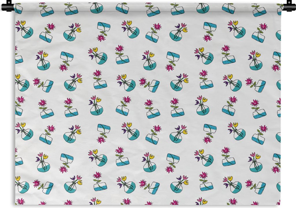 MuchoWow Wandteppich Wandbehang Blumen - Muster - Frühling 150x112.50 cm Tapisserie Dekoration Wandtuch - Wanddecke - Wandteppiche