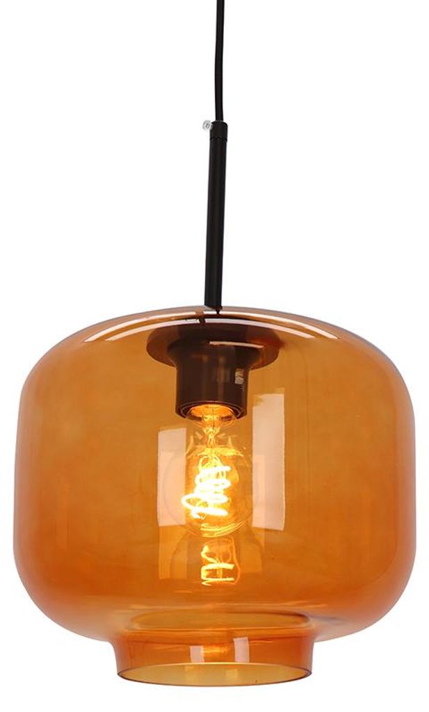 Olucia - ANNIEK - Pendelleuchte - Orange / Schwarz Produktbild  KI-generiertes Bild