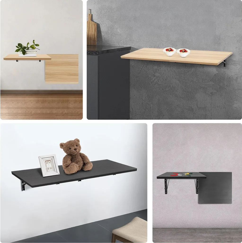Table pliante murale peu encombrante noire lot de 2 - Solution petit coin - 5