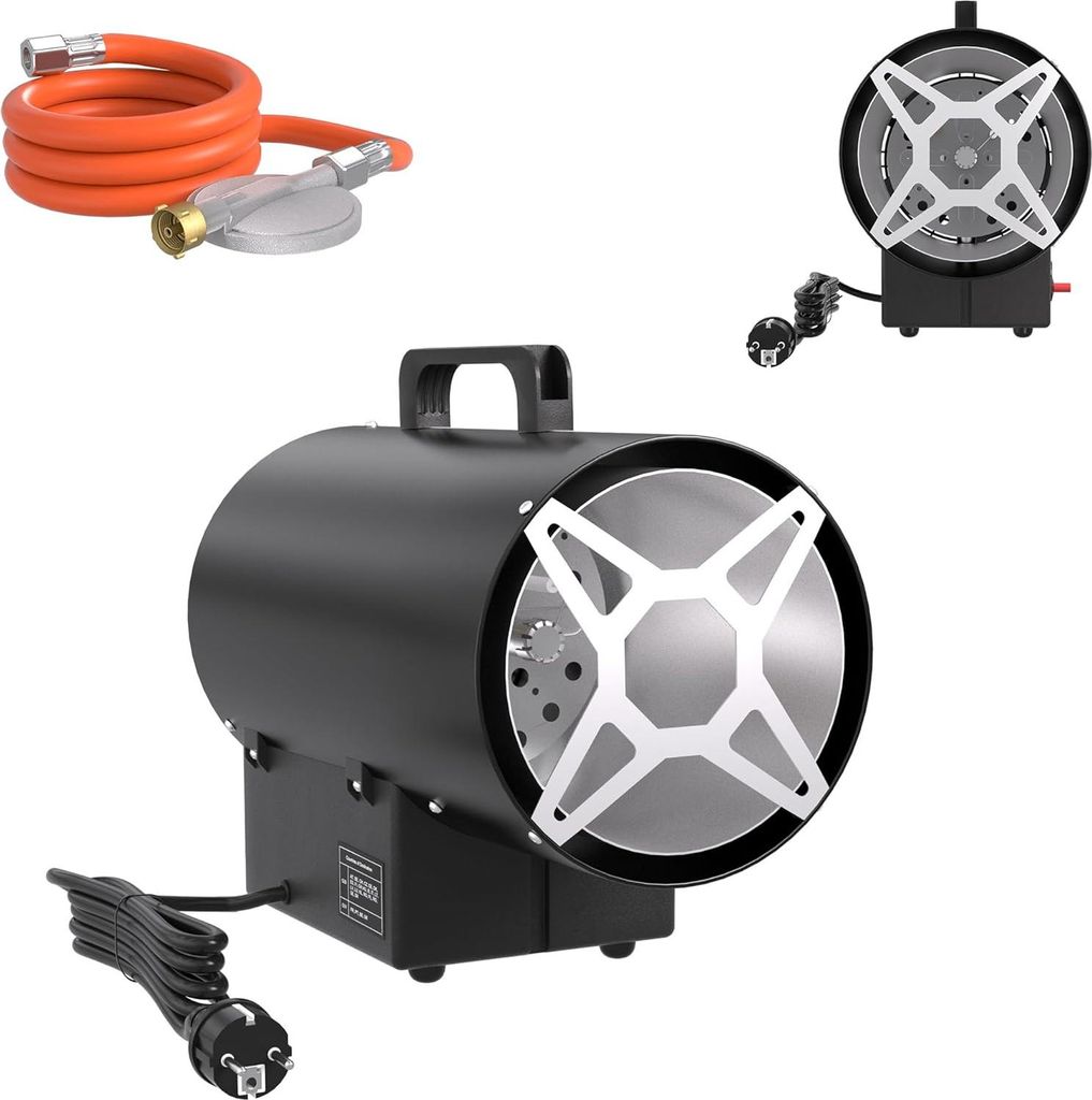 YUENFONG 15KW Gasheizgebläse mit Tragegriff und Schlauch, Gas Heizgerät aus Edelstahl mit Druckregler, Überhitzungsschutz, für Werkstätten Bau...