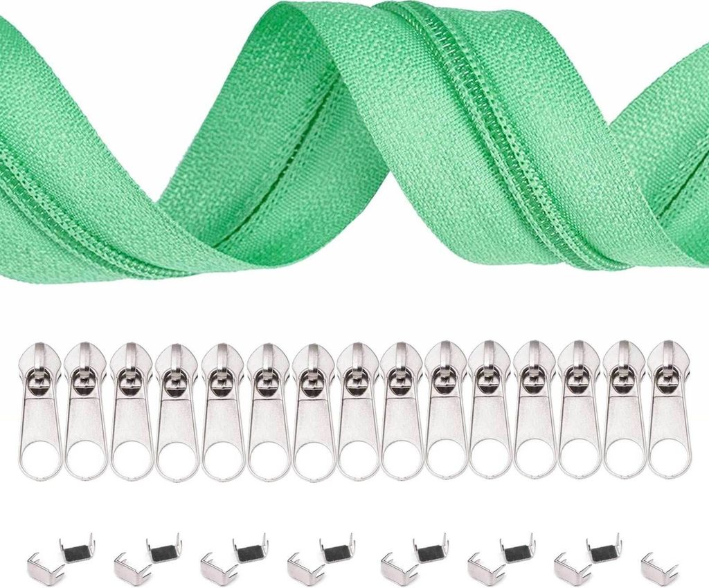 6m Endlos-Reißverschluss 5mm mit 15 Zippern und 15 Endstücke freie Farbwahl, Farbe:532 menthol