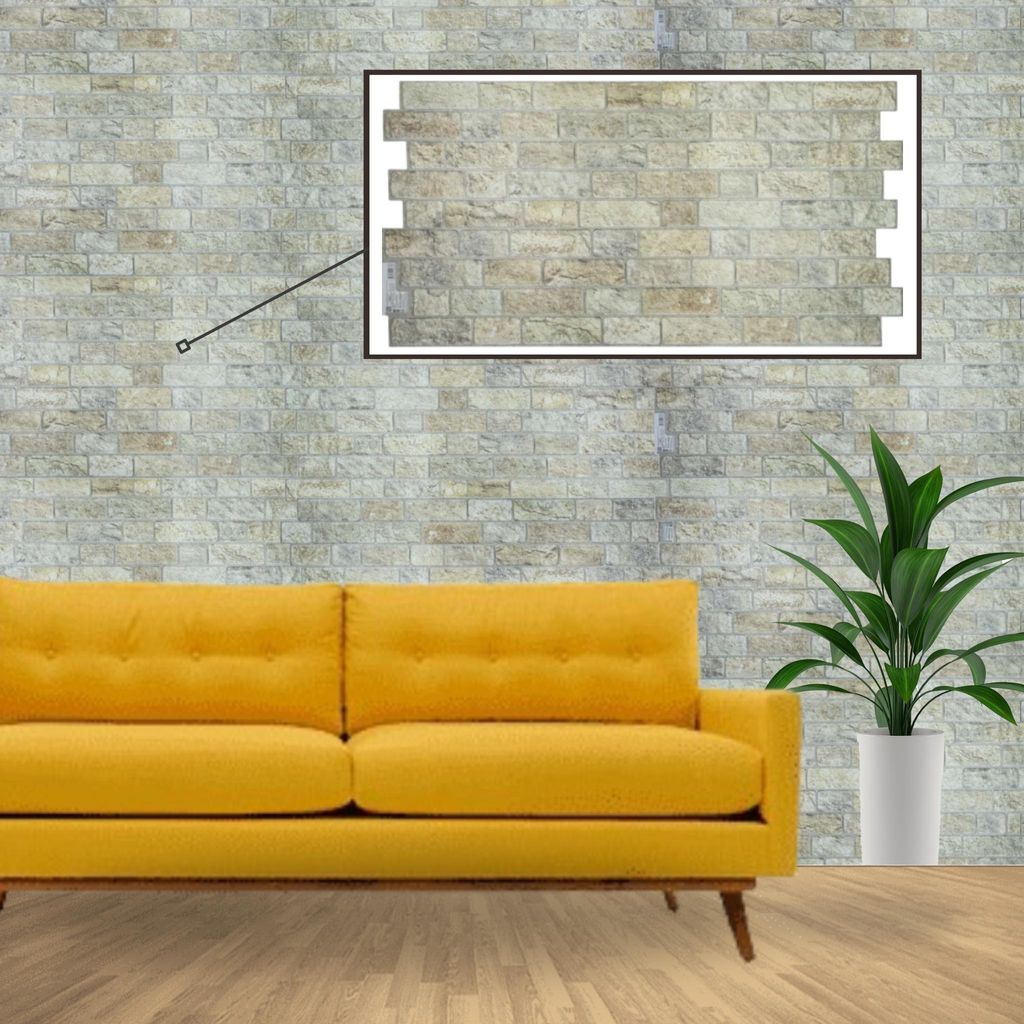 3D-Wandpaneele PVC | Stein Optik | Beige Stone - 5 Platten - 2.5 m² | Für Wohnzimmer, Küche & Bad | Einfache DIY-Montage