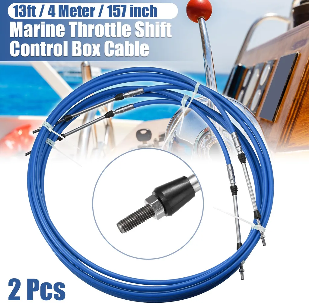 Câble de Commande Accélérateur Bleu 13ft 157 Pouces pour Bateau - 2 Pcs
