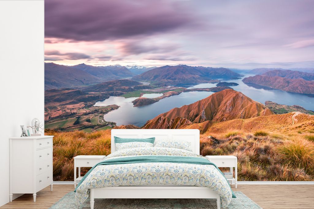 MuchoWow Fototapete für Wohnzimmer oder Schlafzimmer Wandtapete Vinyl Motivtapete Berg - See - Himmel - 525x350 cm - Das Hintergrundbild
