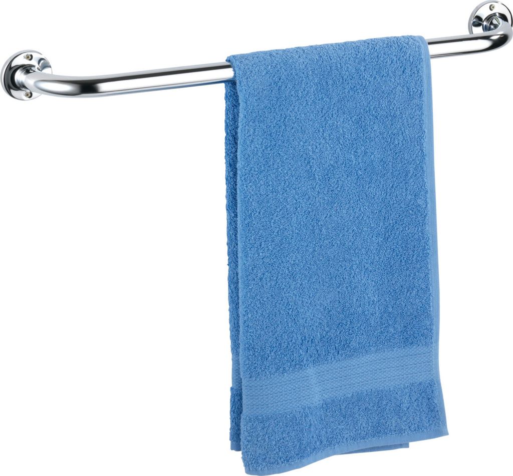 WENKO Badetuch Stange Basic 60 cm Halter Bad Ablage Handtuch Edelstahl Dusche