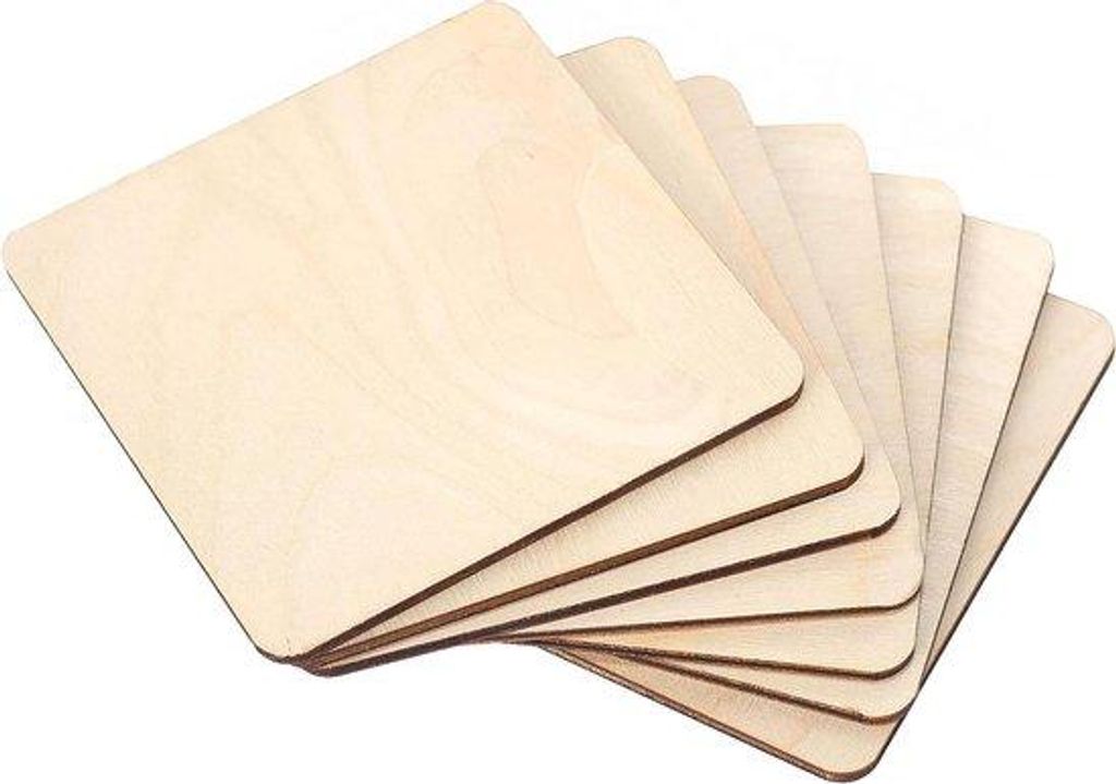 Quadratische Unterlagen Pyrografie 10 Stück ungefärbt 10x10cm Holz