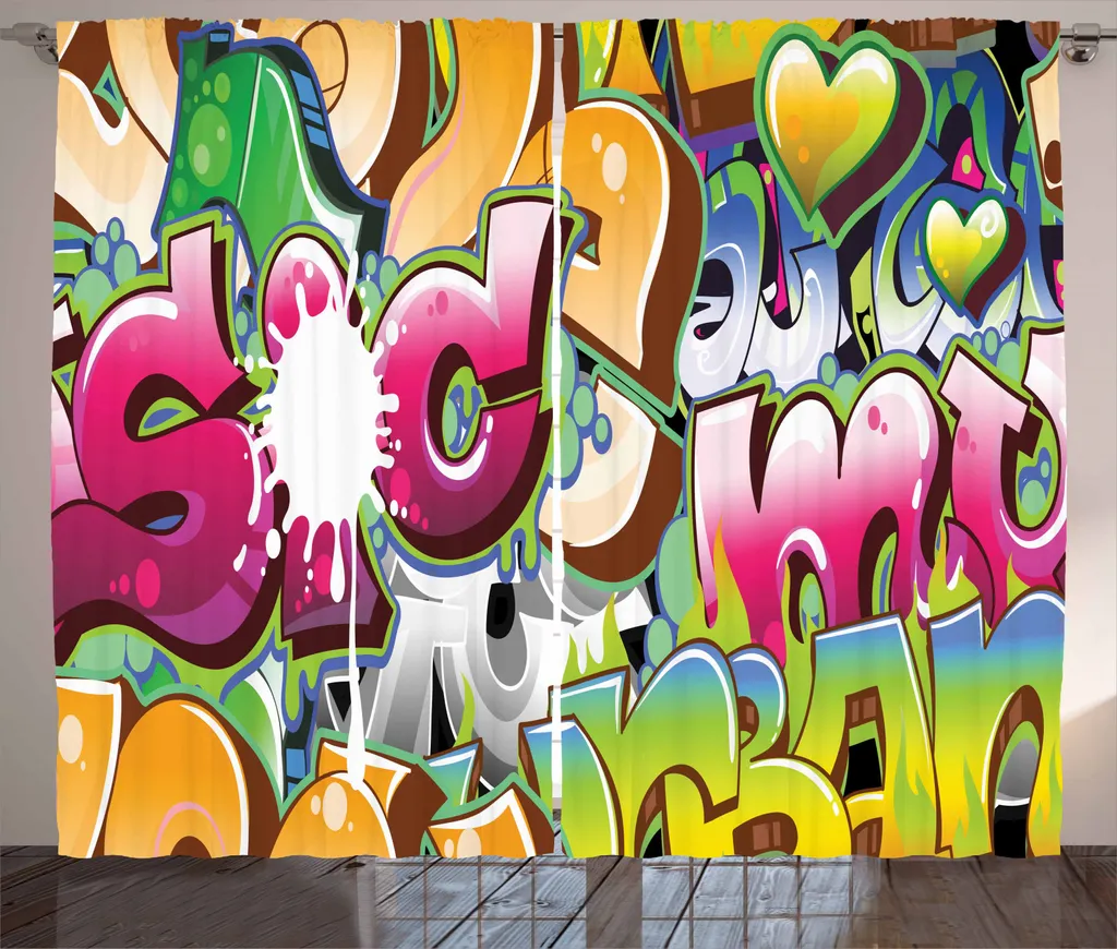 ABAKUHAUS Tenda Graffiti Multicolore 280x245cm con Ganci e Passanti