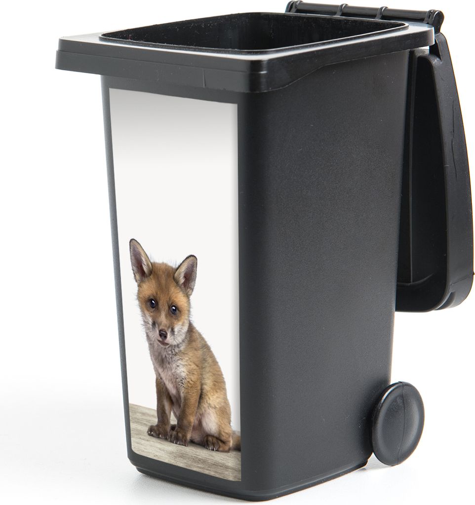 MuchoWow Mülltonnenaufkleber Fuchs - Baby-Fuchs - Kinder - Mädchen - Jungen 44x98 cm - Containeraufkleber - Aufkleber - Mülltonnen-Aufkleber