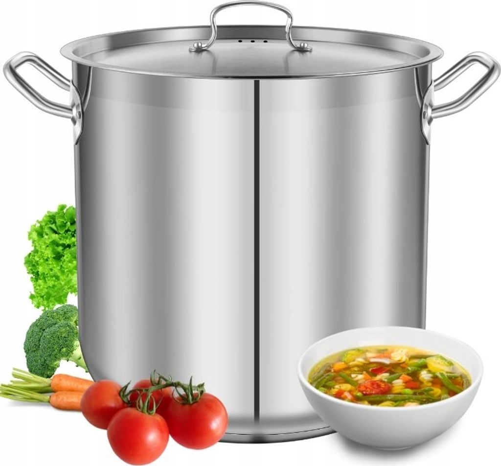 Nutrichef Suppentopf 38L, Kochtopf Groß, Kochtopf Induktion, 52cm- Edelstahl Topf mit Deckel, Cooking Pot- - für Eintöpfe & Suppen, Grossraumtop...