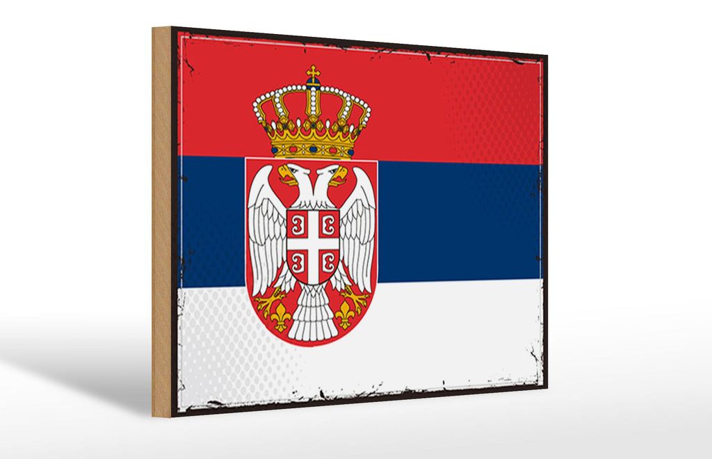 Holzschild Flagge Serbiens 30x20cm Retro Flag of Serbia