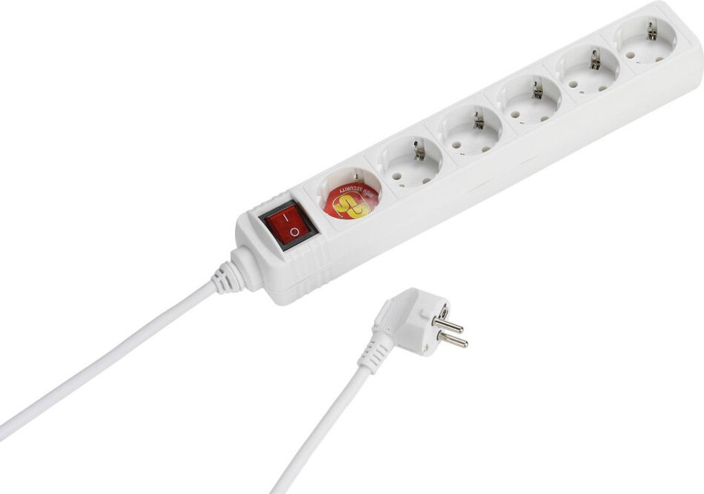 ES6 W15 6-fach Steckdosenleiste mit Schalter, weiss (63783)