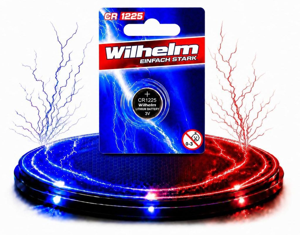 1 x CR1225 WILHELM Lithium Knopfzelle 3V 52 mAh ø12 x 2,5 Produktbild 
