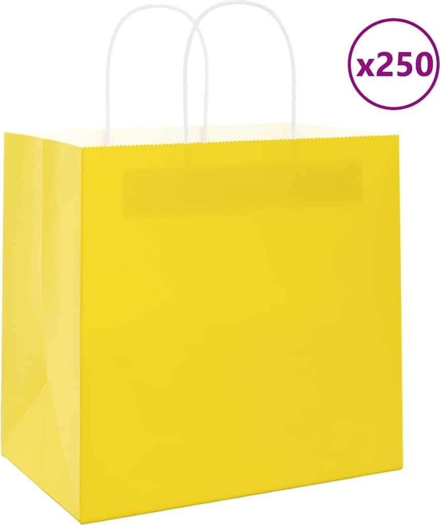 Papiertragetaschen 250 Stk. mit Henkeln Gelb 26x17x25 cm