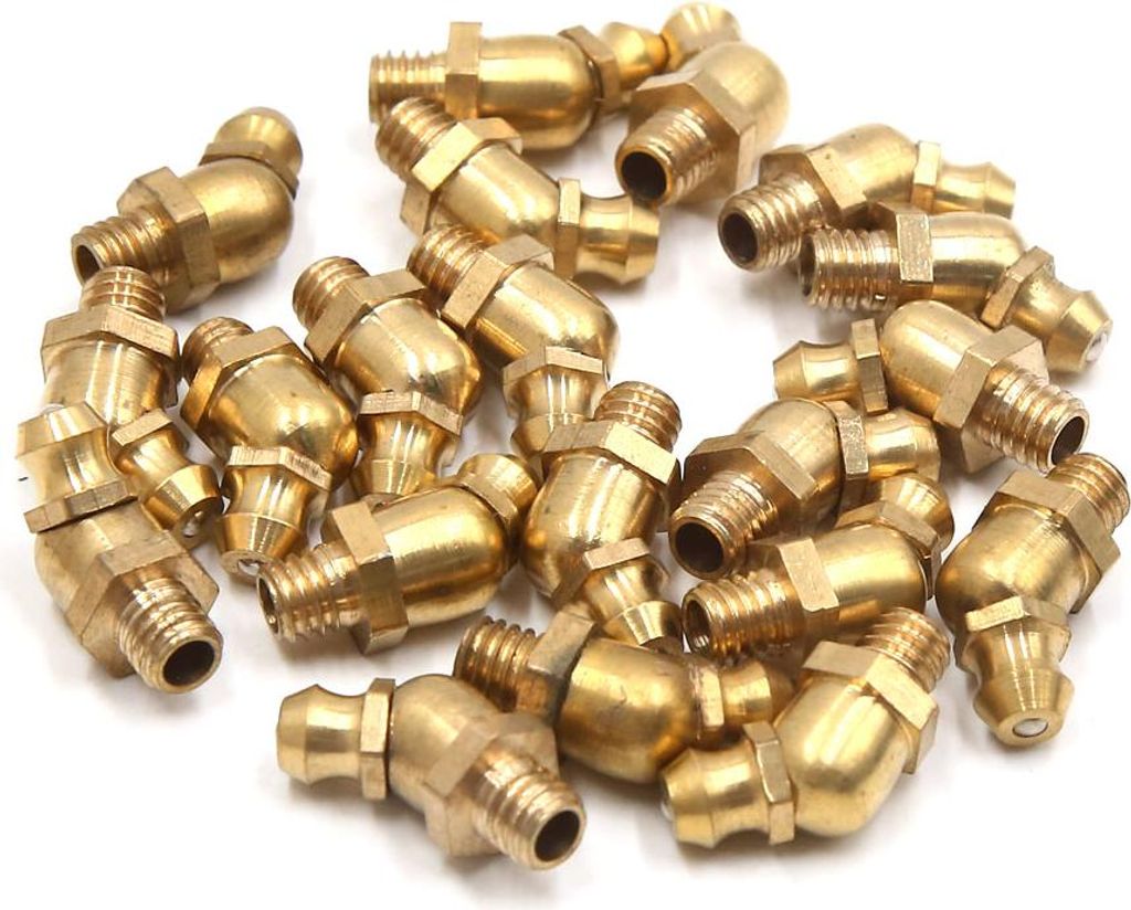 20 Stück M6 x 1 Gewinde Kegelschmiernippel Fettnippel Abschmiernippel 45 Grad Winkel Messing Fettzerk Nippel Fitting für Auto
