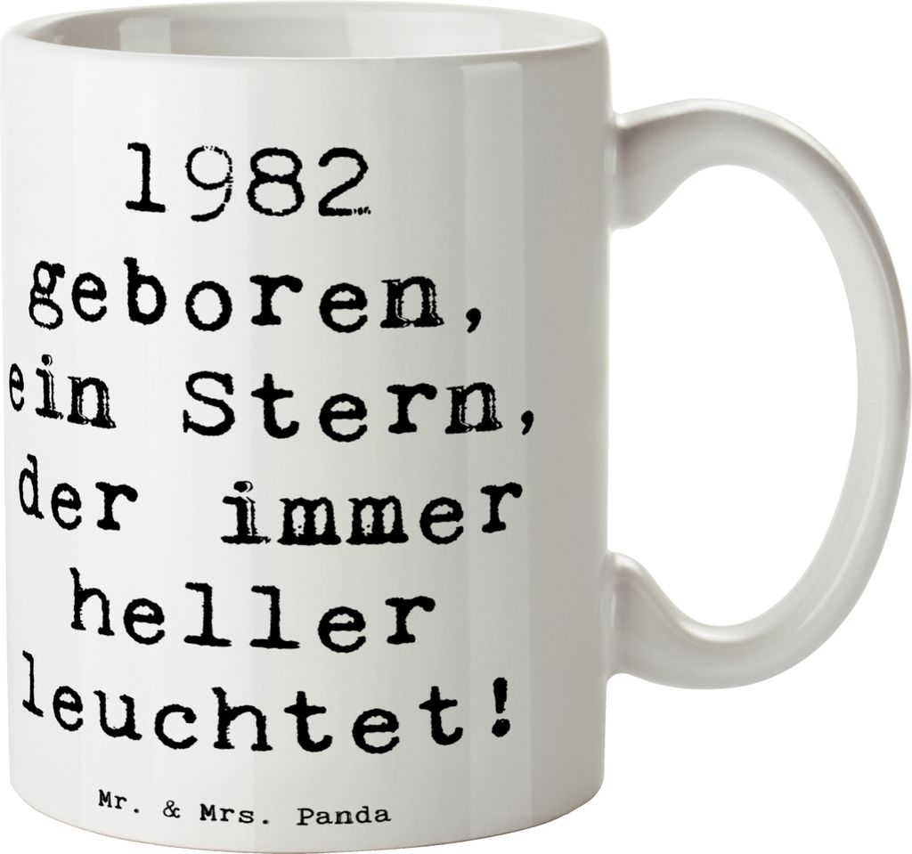 Mr. & Mrs. Panda Kaffeetasse Spruch 1982 Geburtstag Stern - Weiß - Geschenk, Glückwunsch, Nostalgie, Happy Birthday, Jahrgang, Tasse, Geburtstags...