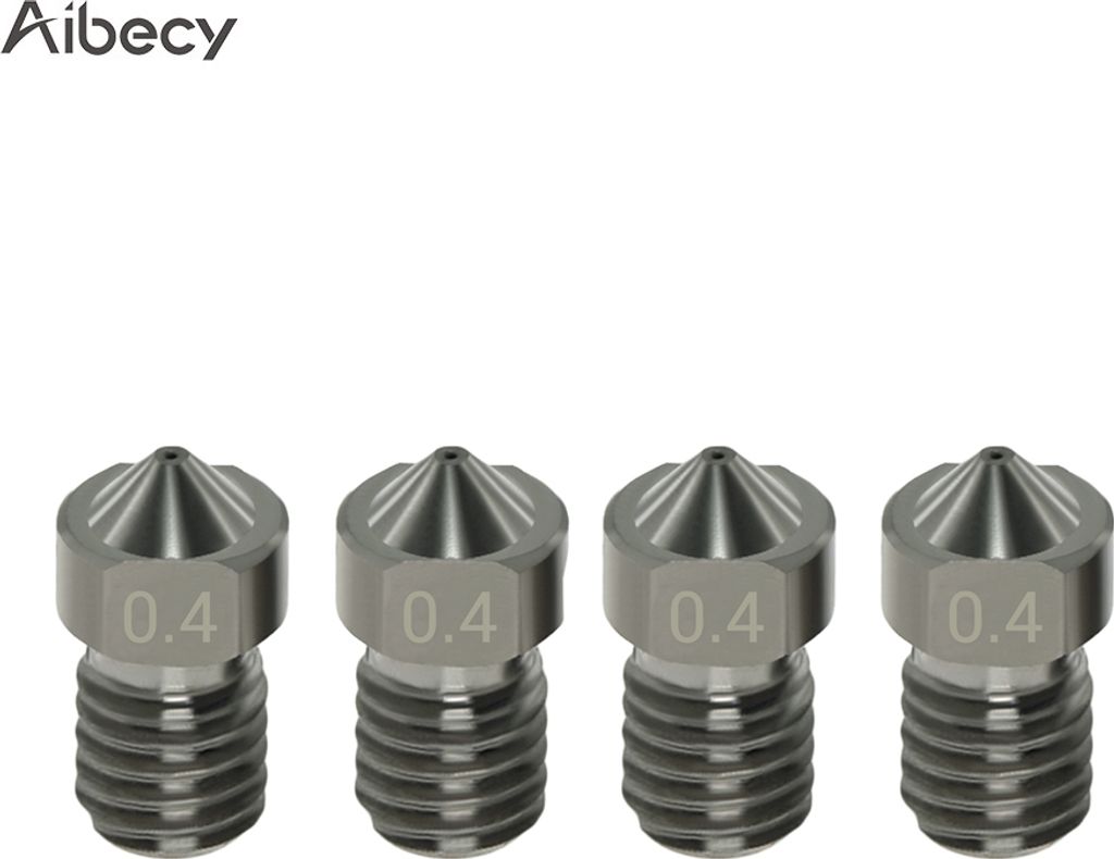 Aibecy 4-teilige Düsen aus gehärtetem Stahl V6-Düsen 0,4 mm für 1,75 mm Filament für 3D-Druckerteile