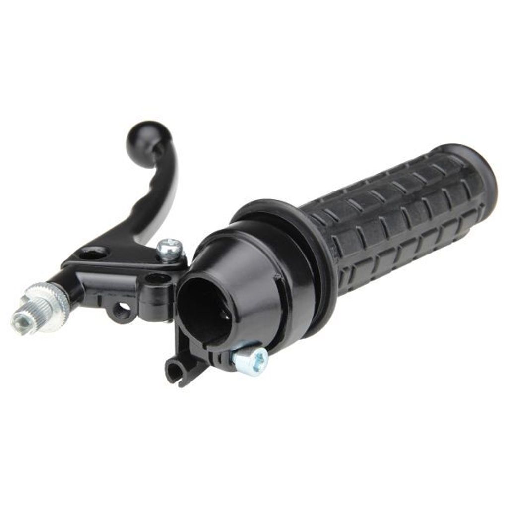 Gasgriff Blockmuster schwarz / Hebel Metall schwarz / Armatur schwarz für Mofa Moped Tomos Hercules