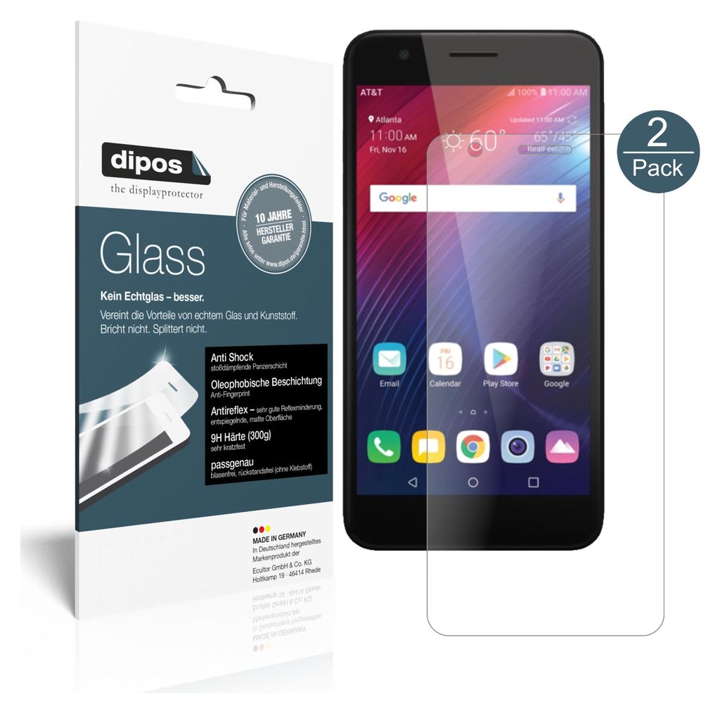 2x Schutzfolie für LG Phoenix Plus matt - Anti-Shock 9H Folie dipos Glass