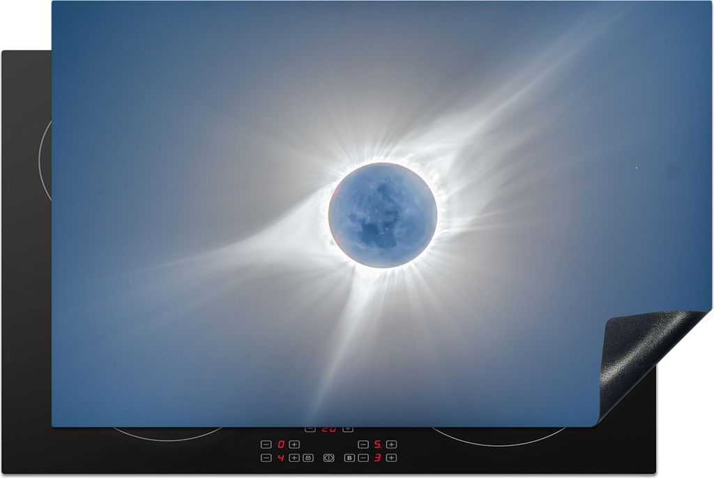 KitchenYeah Herdabdeckplatte Blaue Sonnenfinsternis , 81x52cm, Küche Deko, Glaskeramikkochfeld Herdabdeckung, Abdeckplatte fùr Kochfeld
