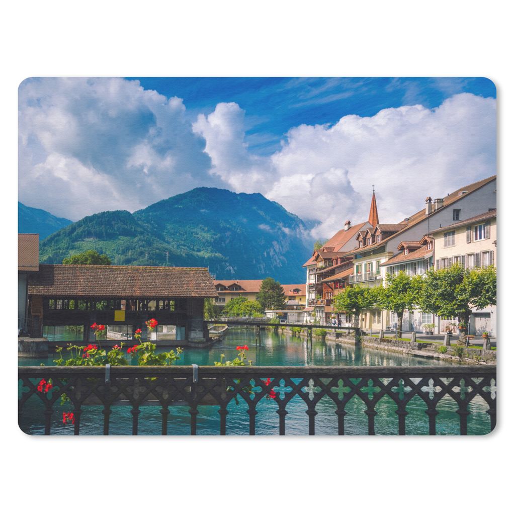 MuchoWow Mauspad Mousepad Alpen - Interlaken - Schweiz 23x19 cm - Mousepads - Maus Mat - Pad - Mausunterlage - Schreibtischunterlage - Mauspad