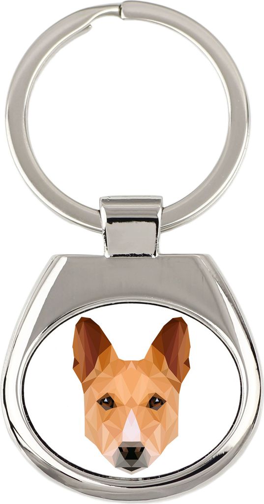 Basenji, Kongo-Terrier - geometrischer Schlüsselanhänger mit Foto und Aufschrift Art-Dog