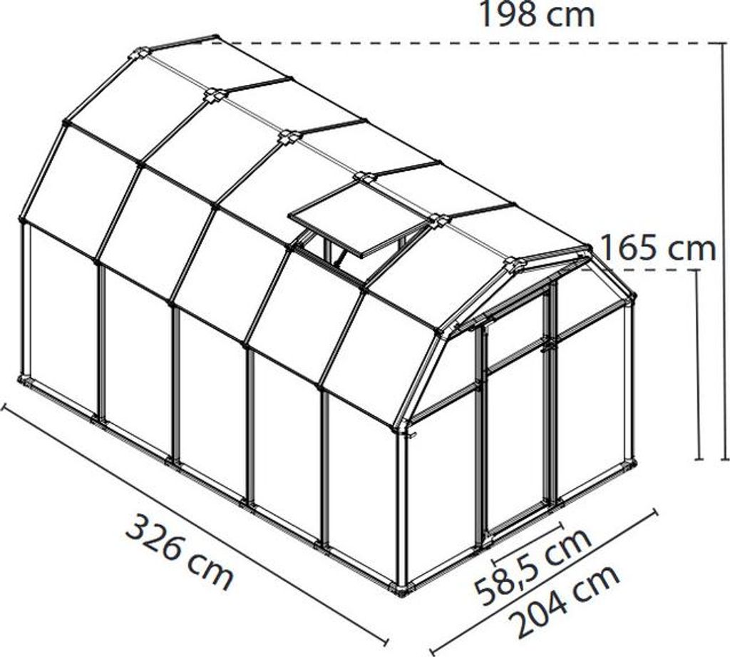 6,3 m² grünes gartengewächshaus Palram 702468