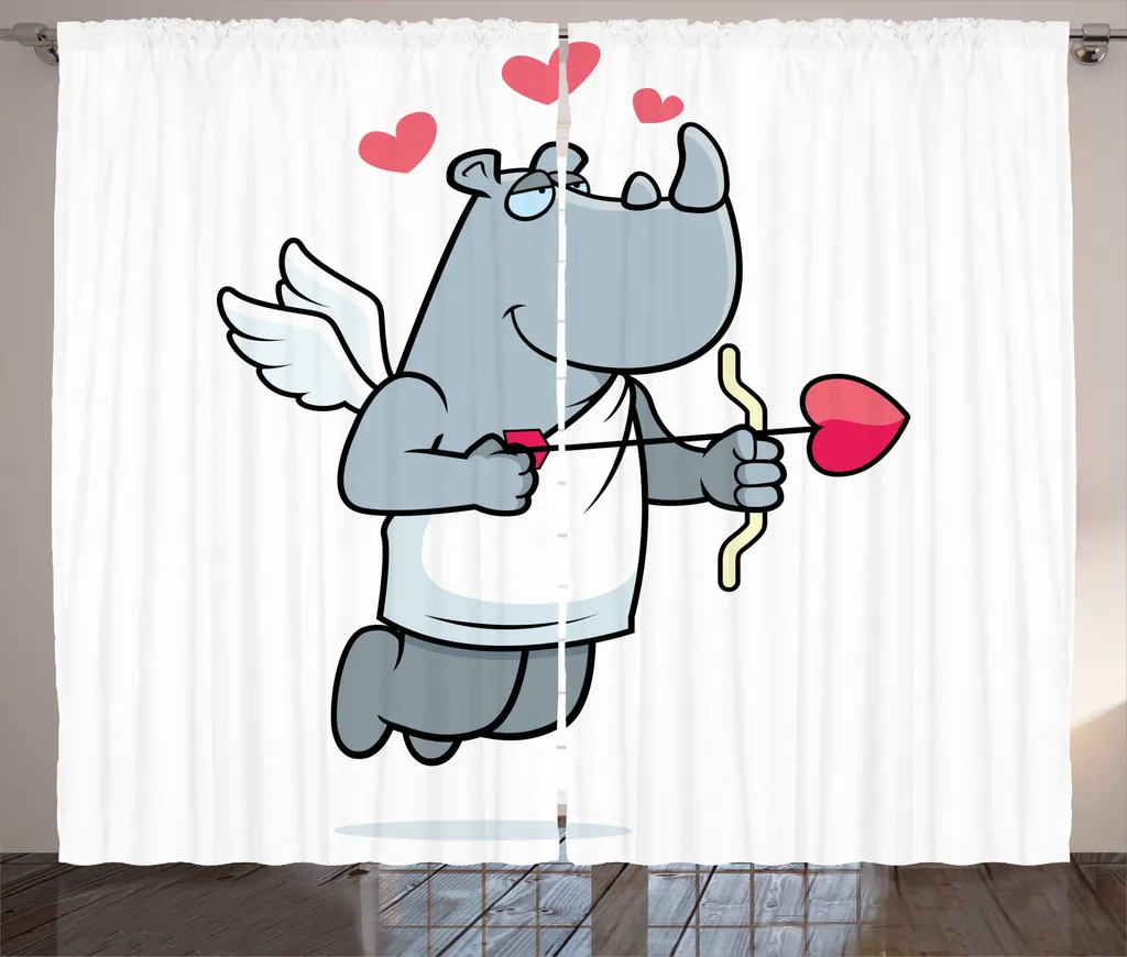 Rideaux pour grand salon design dessin animé bleu gris et corail