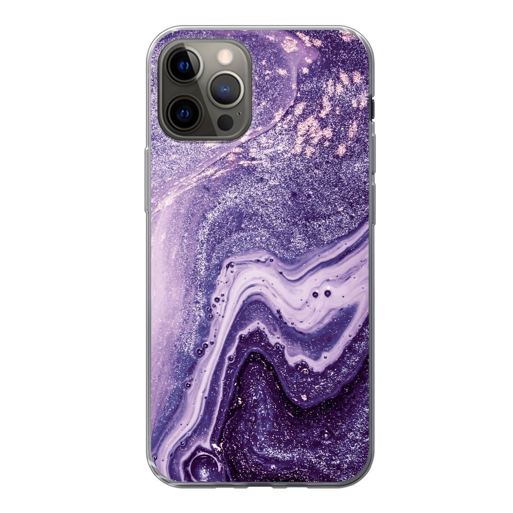 MuchoWow Handyhülle Schutzhülle Hülle für iPhone 13 Pro Naturstein - Glitzer - Luxus Silikon Softcase Handy Hülle - Handy-Tasche