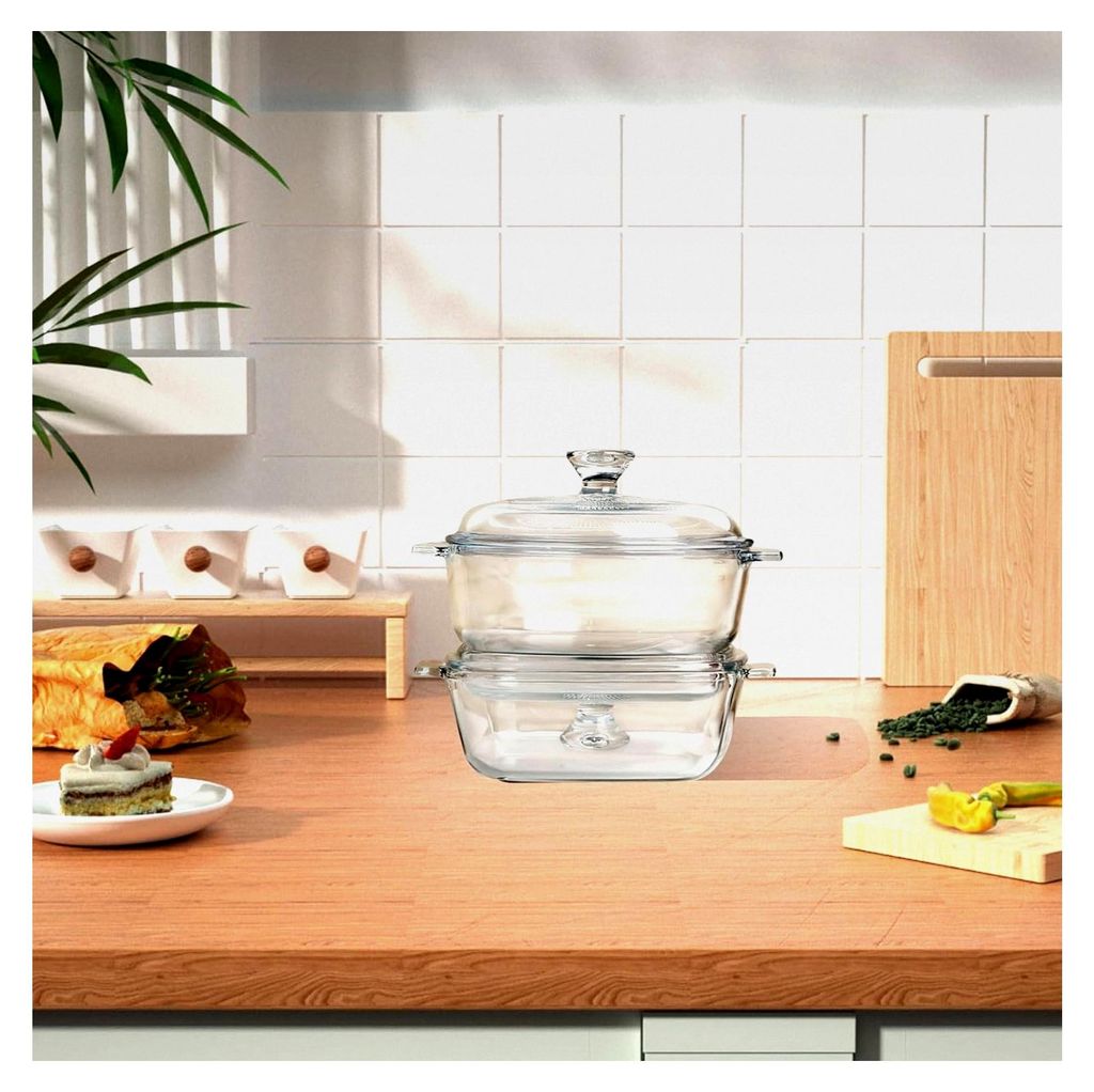 2 Stück Glas-Auflaufformen mit Deckel, Ofenfeste Auflaufform mit Griff, Mikrowellenschüsseln für Küche, Restaurant, Zuhause und Party (0,8L)
