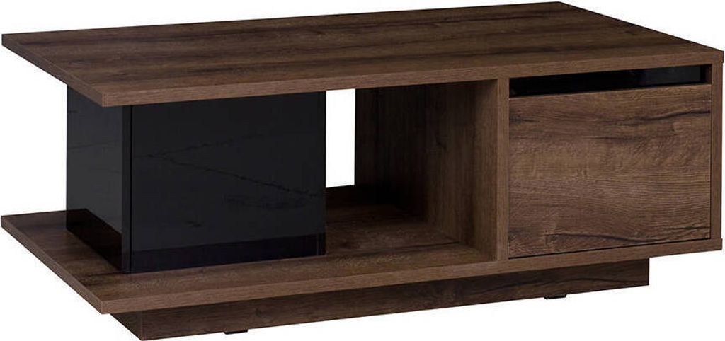 Couchtisch Martin 120x65cm, Rechteckiger Kaffeetisch, Modern Sofatisch (Farbe: Monastery Eiche / Schwarz Hochglanz)
