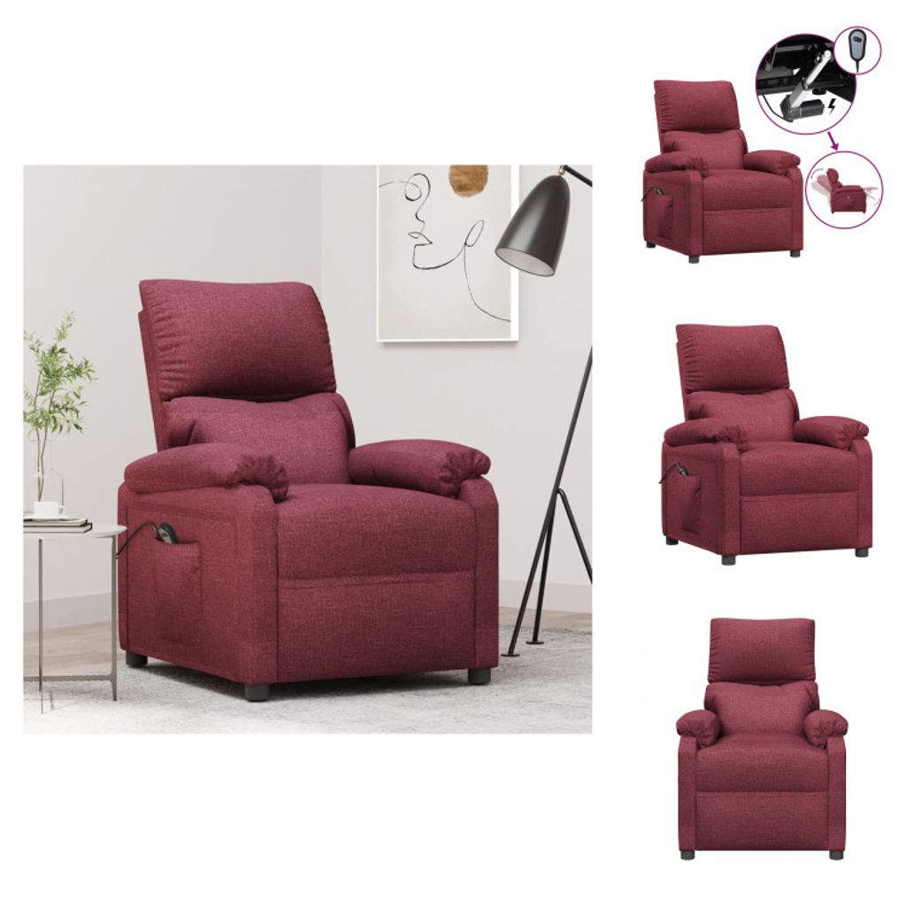 vidaXL Relaxsessel Elektrisch Weinrot Stoff - Sessel