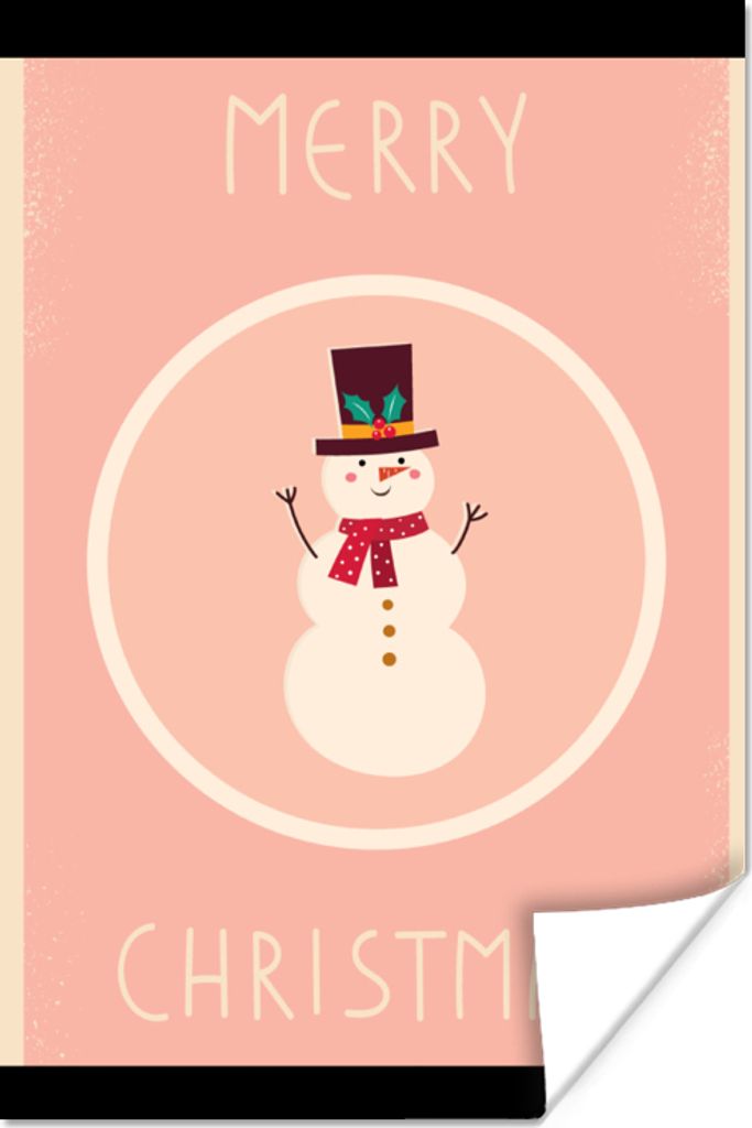MuchoWow Poster Schneemann - Zitate - Weihnachten - Frohe Weihnachten - Rosa - Winter 40x60 cm - Plakate für die Wand - Poster Babyzimmer