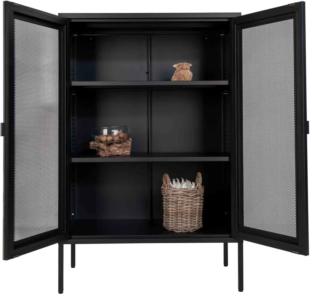 Bibliothèque vitrine Melbourne noire pour salon et rangement design