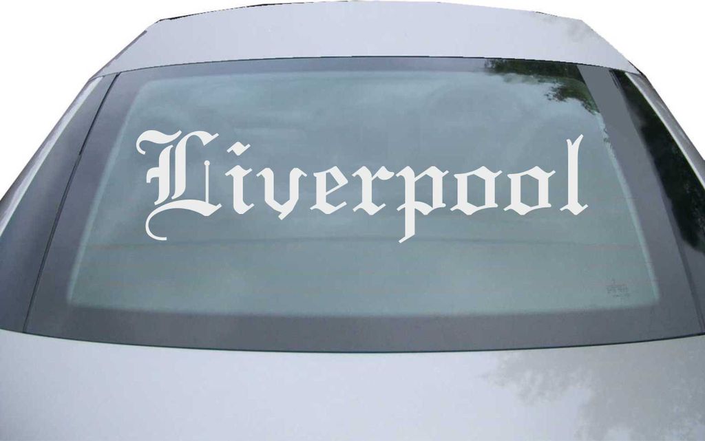 Indigos UG - Aufkleber Heckscheibe & Motorklappe DE6642 - silber - 600x150 mm - Liverpool - Auto Scheiben Fenster Heckklappe Tuning Racing JDM - Di...