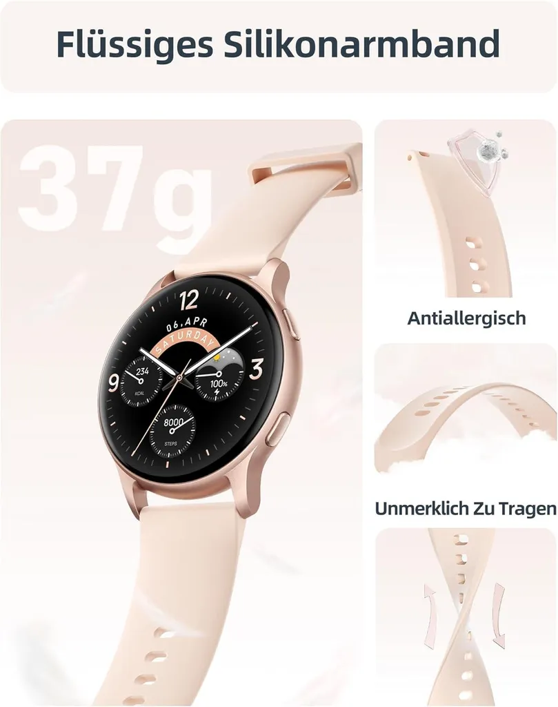 Smartwatch da donna, orologio da nuoto impermeabile 5ATM con funzione telefono, orologio fitness da donna con 100+ modalità sportive, frequenza cardiaca, monitoraggio del sonno, SpO2 - 2