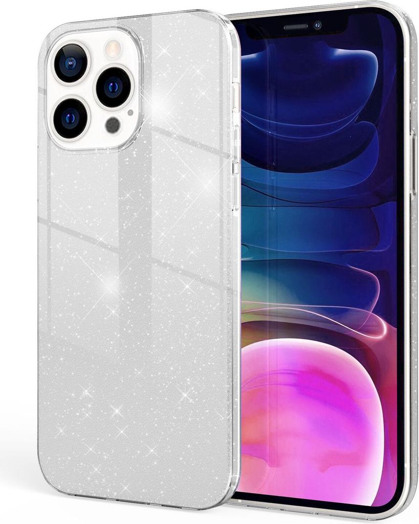 NALIA Robuste Glitzerhülle für iPhone 13 Pro Max, Stoßfeste Glänzende Glitzer Schutzhülle Verstärkte Silikonhülle Silber